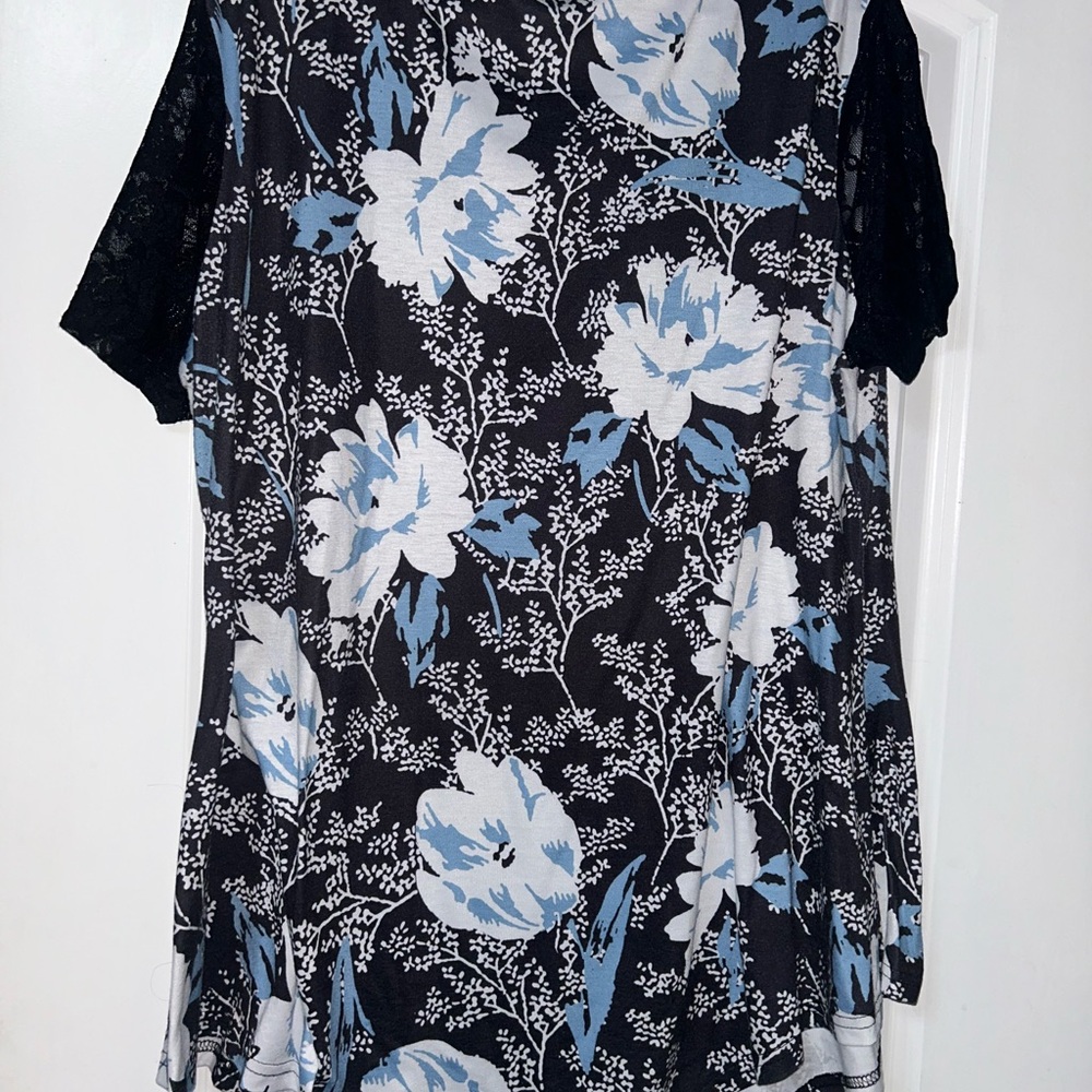 Chic Black and Blue Floral Women's Blouse